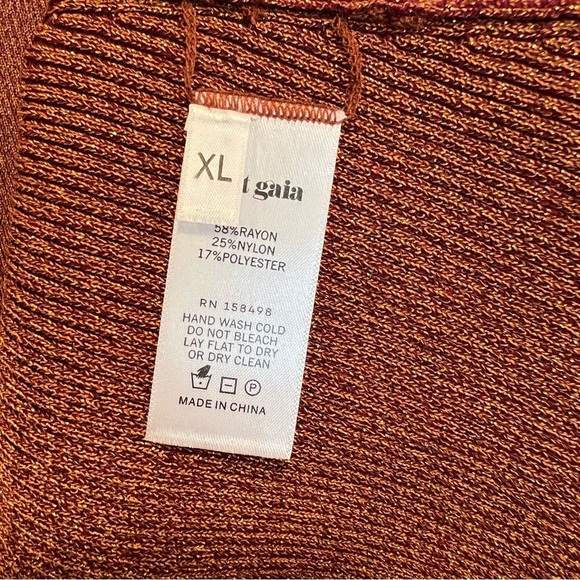 Cult Gaia | AW22 Jet Lurex Metallic Knit Cut Out Long Sleeve Dress Rust Brown XL - Picture 8 of 8